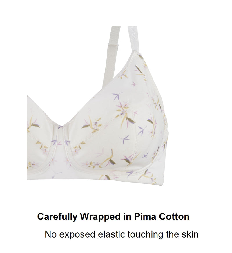 Ditsy Floral - Silk & Organic Cotton Smooth Non Wired T-Shirt Bra