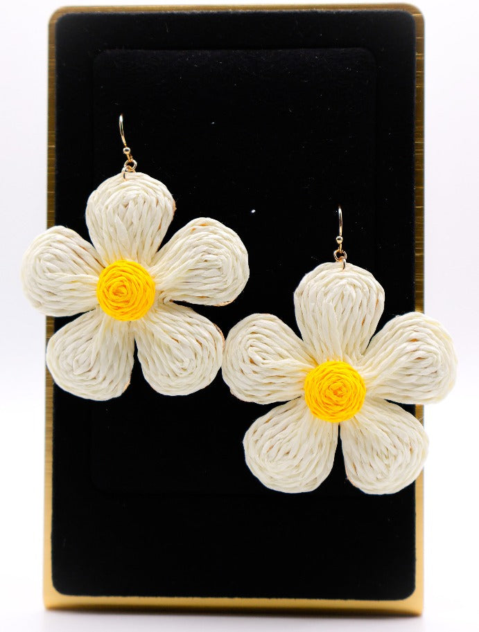 Golden Blooms Straw Earrings