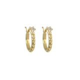 Diamond Debbie Hoop Earring - Pyramid Spike Hoop Earring With Diamond 14k Yellow Gold