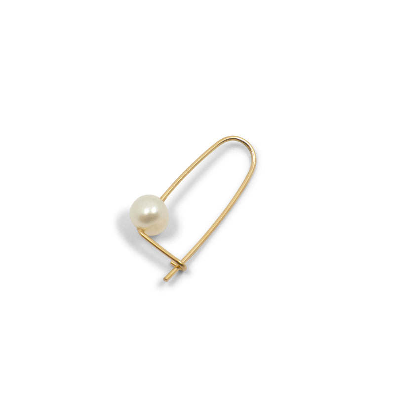 Pearl Wire Safety Pin Earring (Minimal) - 14k Yellow Gold