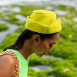 GANI Sailor Crochet Hat in Neon Green