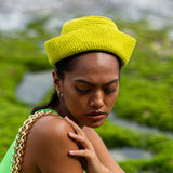 GANI Sailor Crochet Hat in Neon Green