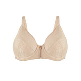 Grace - Peach Silk & Organic Cotton Lace Front Zip Wired Bra