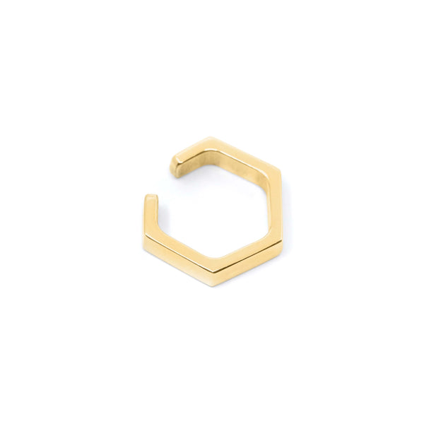 Hex Ear Cuff Bold - 14k Yellow Gold