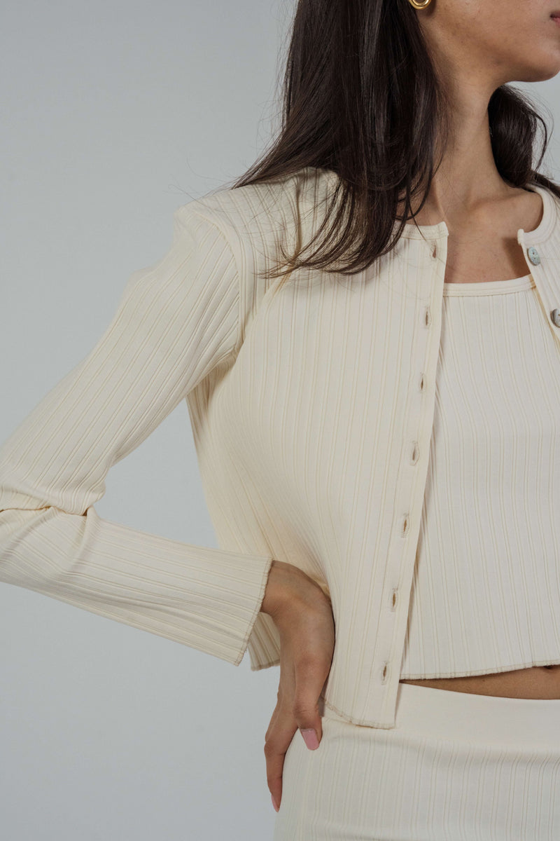 Rib Knit Cardigan Ivory