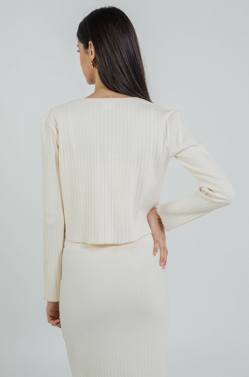 Rib Knit Cardigan Ivory