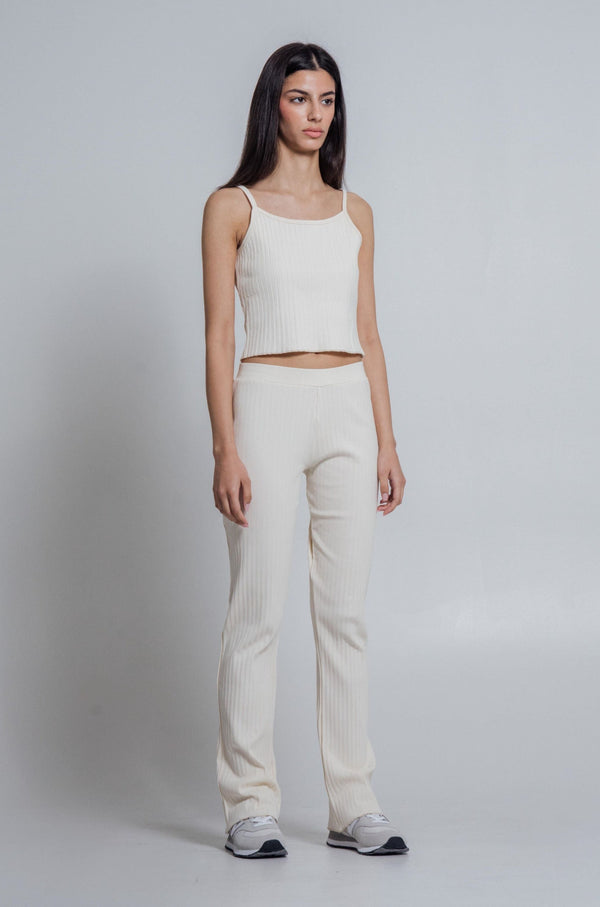 Rib Knit Pants Ivory