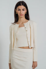 Rib Knit Cardigan Ivory