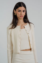 Rib Knit Cardigan Ivory