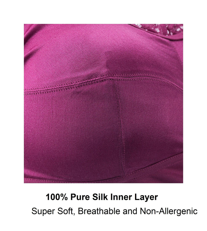 Fuchsia - Silk Back Support Full Coverage Wireless Organic Cotton Bra