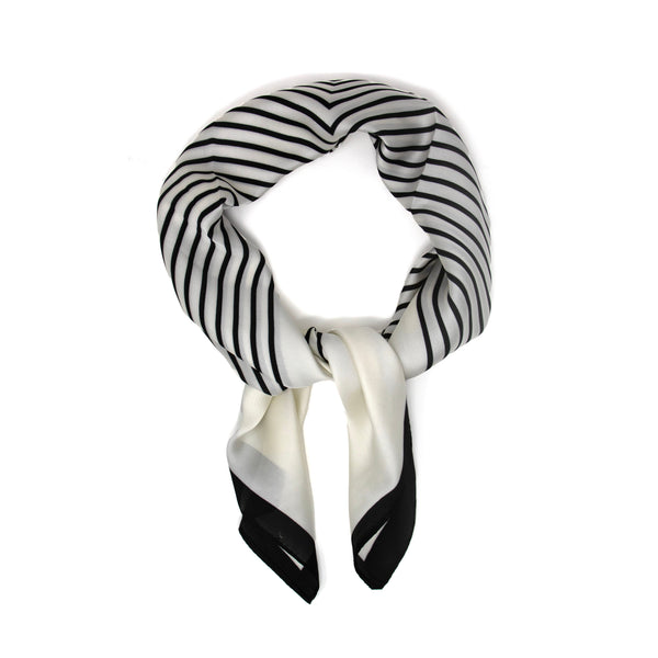 Striped Silk Print Scarf