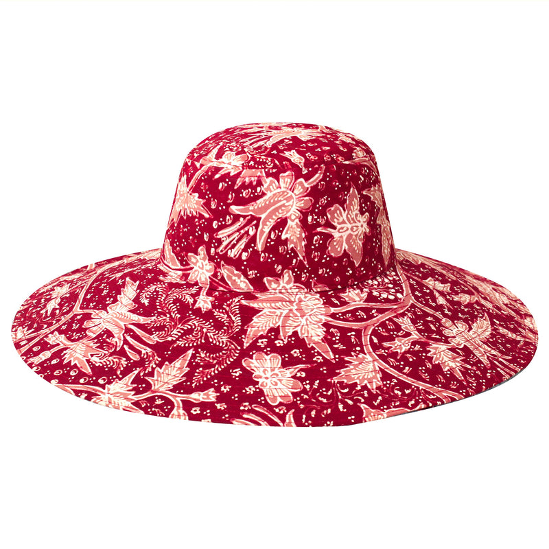 KUSUMA Chinoiserie Batik Hat in Maroon Red