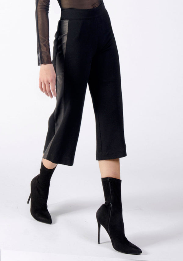 BARDOT Knit and Leather Cropped Pant