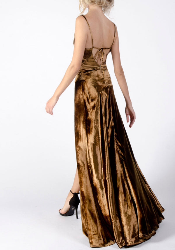 GRACE Brandy Velvet Gown