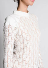 SCARLETTE Cream Sweater Lace Knit Top