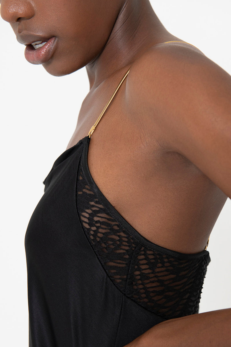 JORDAN Slinky Black Slip Dress