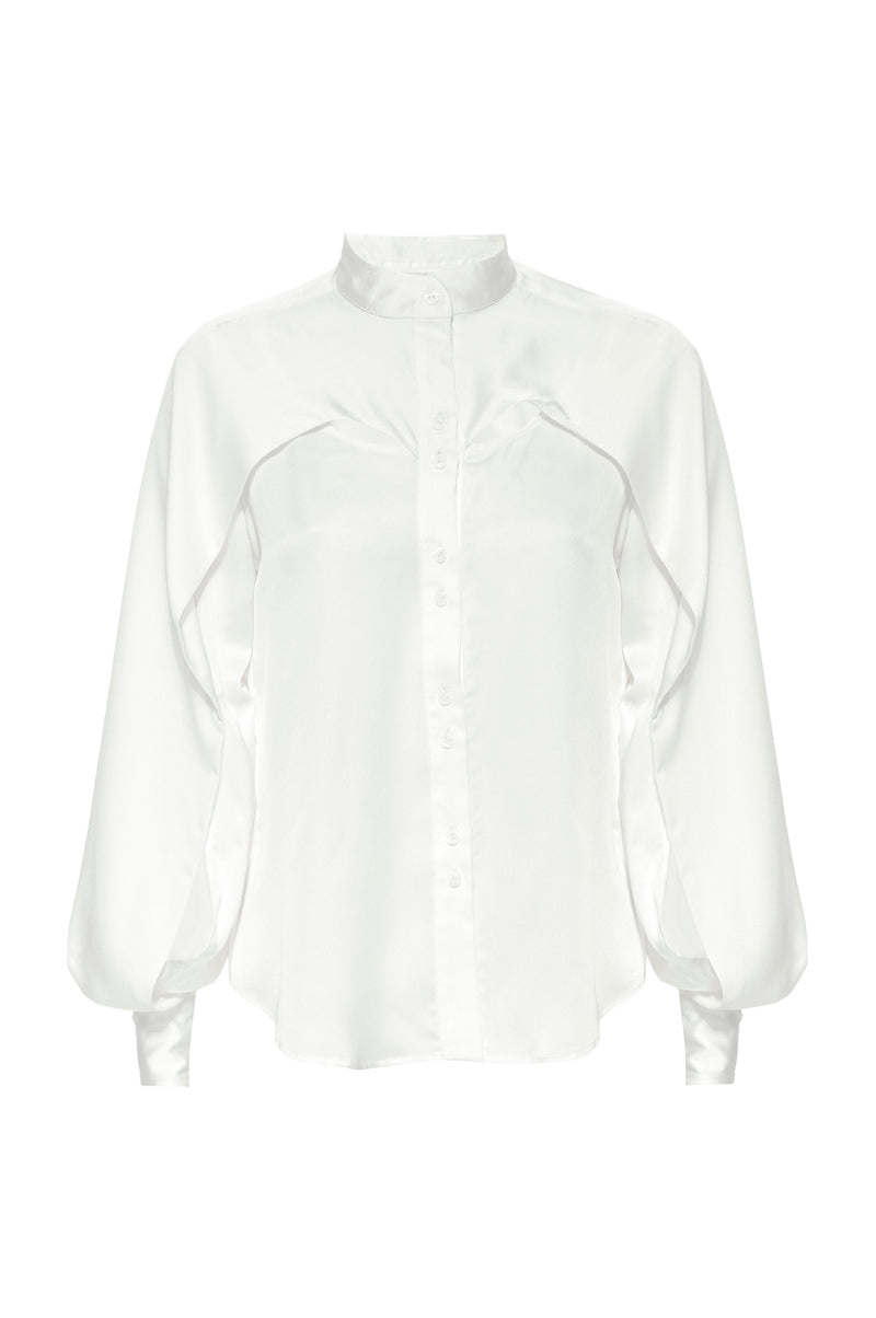 SANTO White Sateen Blouse