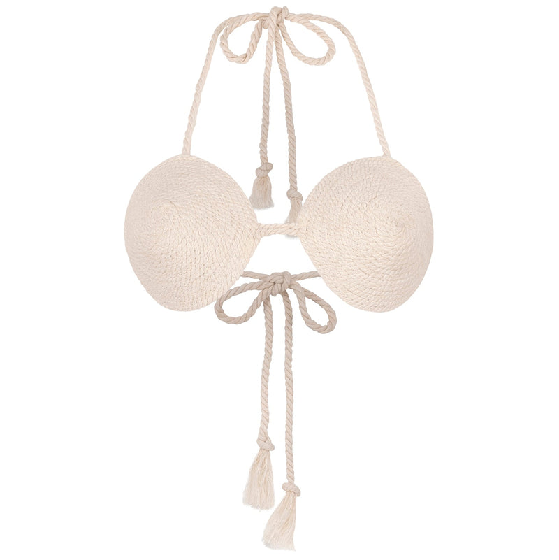 LEIA Cotton Rope Bra Top in Off-White