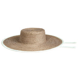 LOLO Wide-Brim Jute Boater Hat in Natural Beige