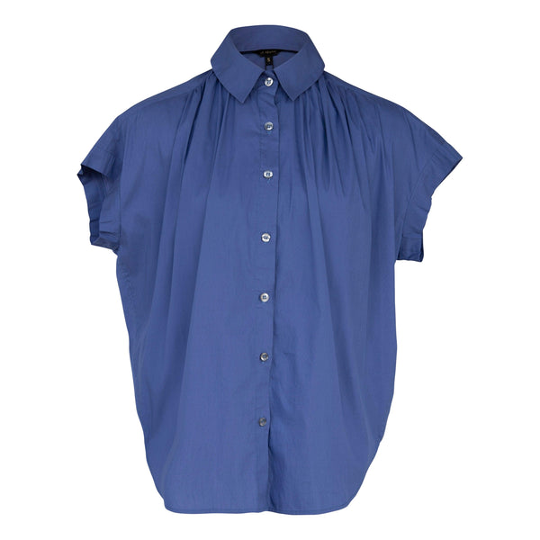 Women's Gather Collar Shirt in Navy