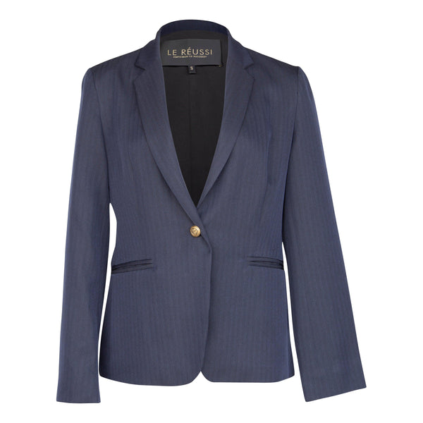 Navy Peak-Lapels Single-Breasted Blazer