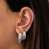 Italian Twisted Texture Silver Hoop Earrings