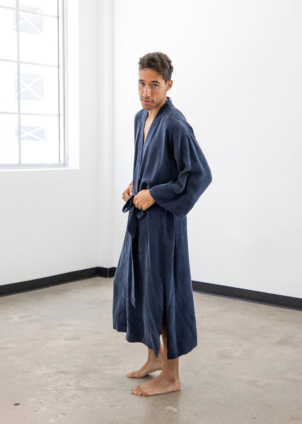 Midnight Blue Men's Kimono Robe