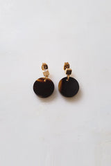 Nho Be Circle Buffalo Horn Stud Dangle Earrings