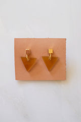 Nho Be Triangle Buffalo Horn Stud Dangle Earrings