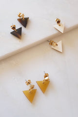 Nho Be Triangle Buffalo Horn Stud Dangle Earrings