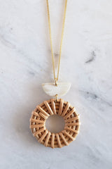 Ninh Binh Crescent Horn & Donut Rattan (Straw/Wicker) Pendant Necklace