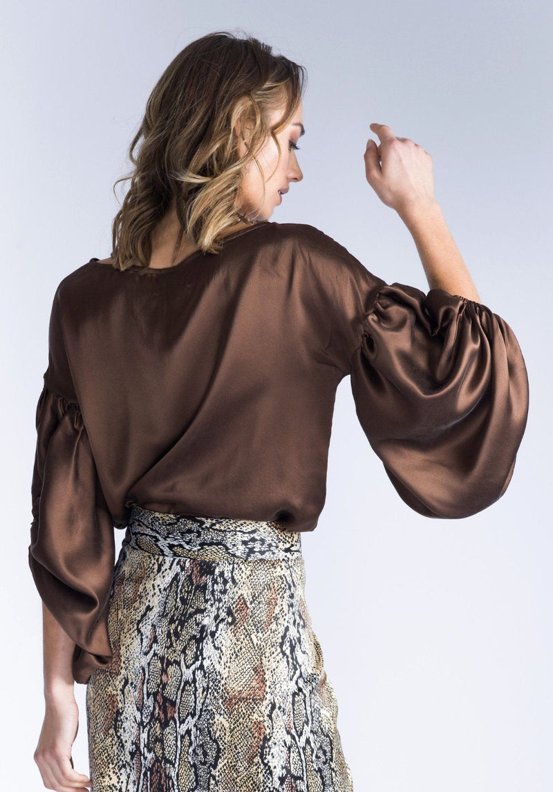 OLENNA Chocolate Silk Top