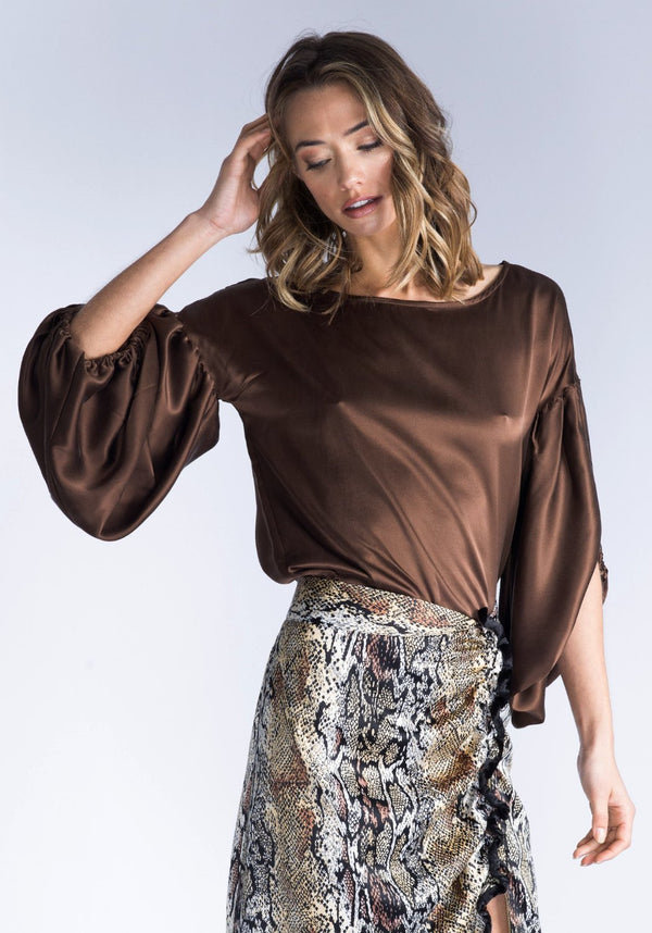 OLENNA Chocolate Silk Top