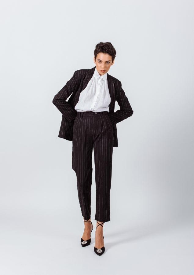 Black Pinstripes Suit Pants