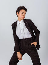 Black Pinstripes Suit Pants