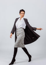 Worsted Flannel Long Trench Coat - Gray