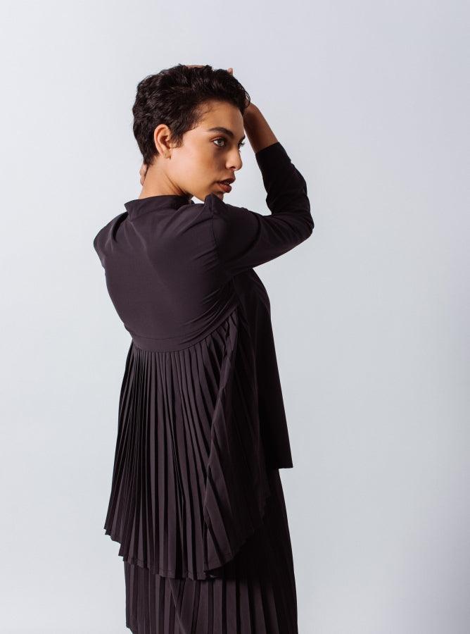 Stylish Pleated Blouse in Black