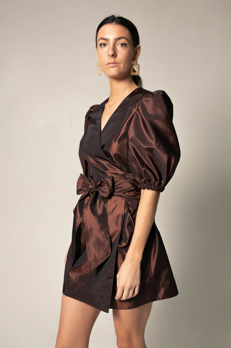 Power Bordeaux Red Wrap Dress