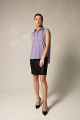 Italian Cotton Purple Sleeveless Shirt