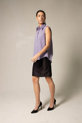 Italian Cotton Purple Sleeveless Shirt