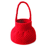 PETITE NAGA Macrame Bucket Bag in Scarlet Red