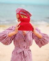 PETITE NAGA Macrame Bucket Bag in Scarlet Red