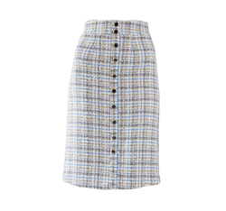 Luxe Plaid Tweed Pencil Skirt