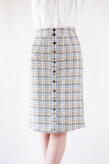 Luxe Plaid Tweed Pencil Skirt