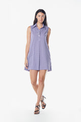 Italian Cotton Sleeveless Dress in Purple