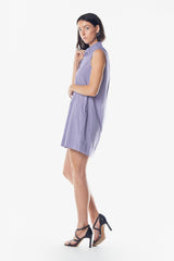 Italian Cotton Sleeveless Dress in Purple