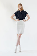 Luxe White Mini Tweed Skirt