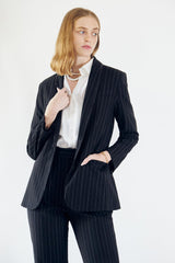 Black Pinstripes Blazer