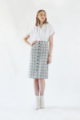 Luxe Plaid Tweed Pencil Skirt