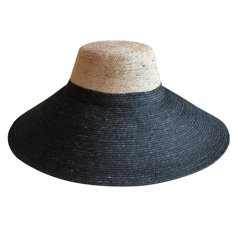 RIRI Duo Jute Handwoven Straw Hat in Natural & Black